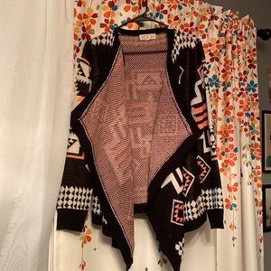 Black/ white/ pink southwestern cardigan